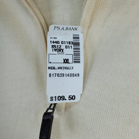 Jos. A. Bank Men's Ivory Pullover Sweater Long Sleeve 1/4 Zip Size XXL (C-5) - Picture 11 of 13